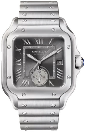 Cartier Santos de Cartier Dual Time - Gray Sunray-Brushed Dial- WSSA0076