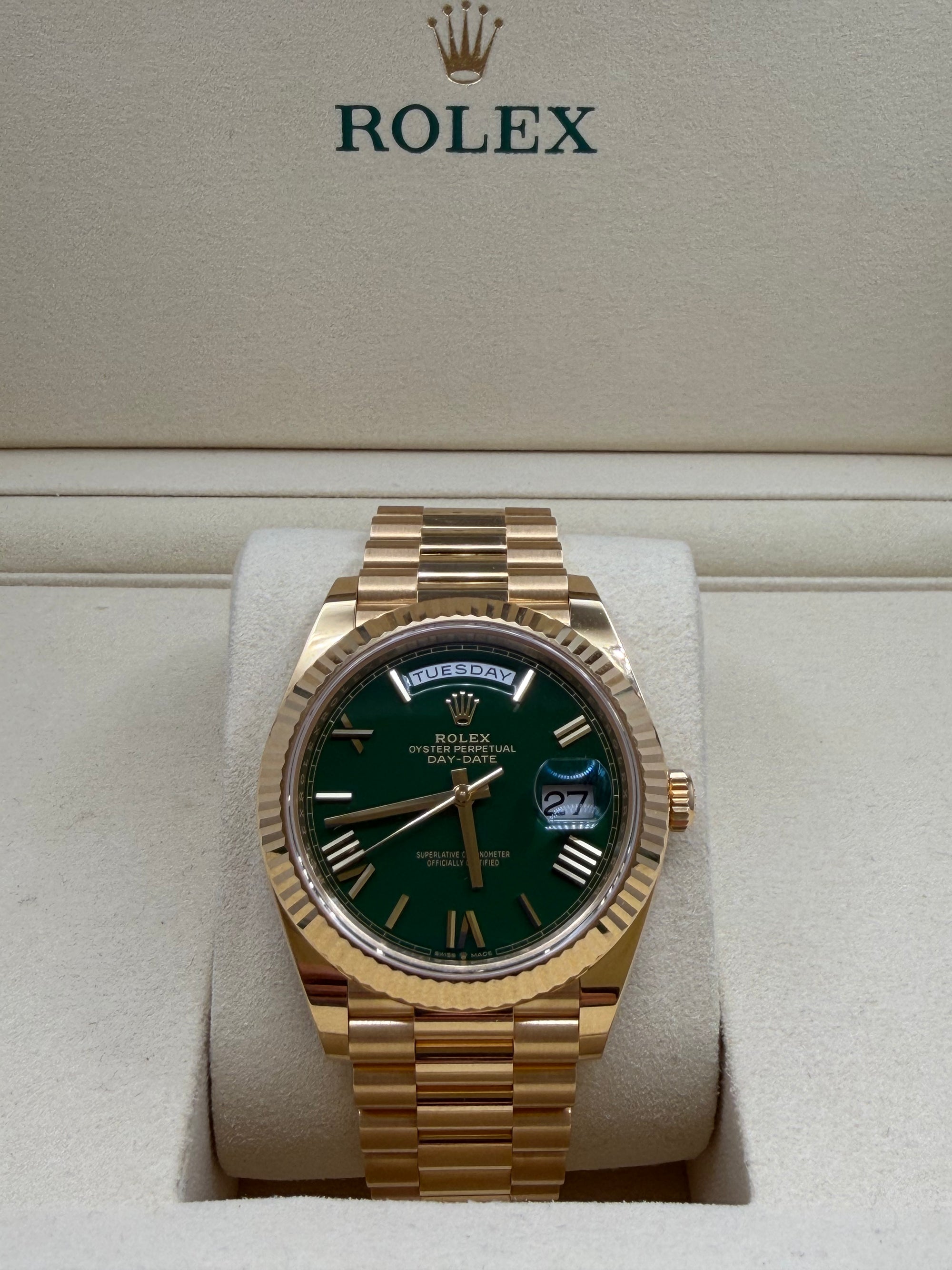 Rolex Day-Date 40 Green Dial Yellow Gold 228238