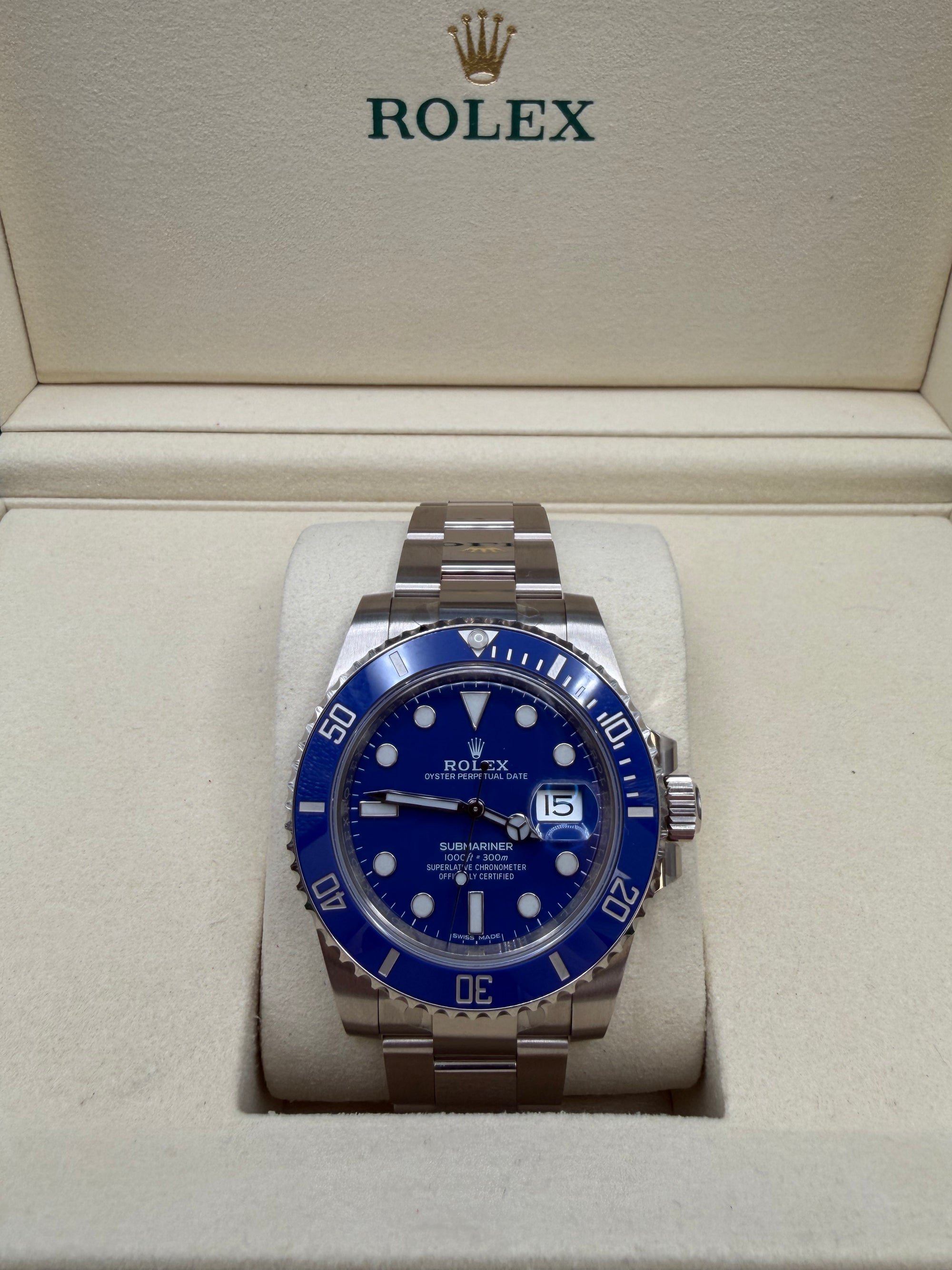 NEW Rolex Submariner Date White Gold "Smurf"
